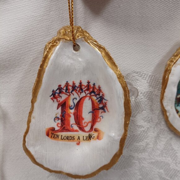Glorious Gold #1 12 Days of Christmas Oyster Shell Ornaments + 2 Bonus Ornaments - Picture 7 of 10